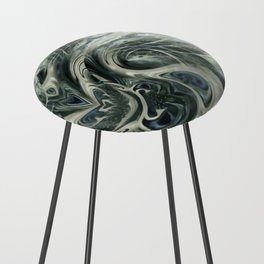 Great Sea Monster - blue green turquoise beige silver black spiral Counter Stool