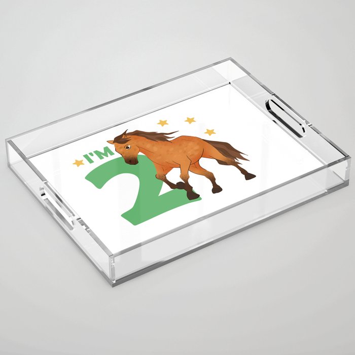 Children 2nd Birthday Horse Two Years Old Rider Acrylic Tray