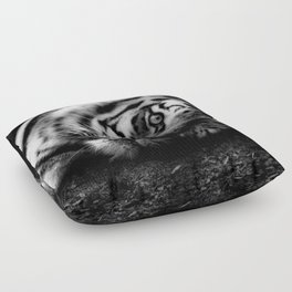 Eye of the tiger black and white portrait photograph / photography / photographs wall decor Floor Pillow
