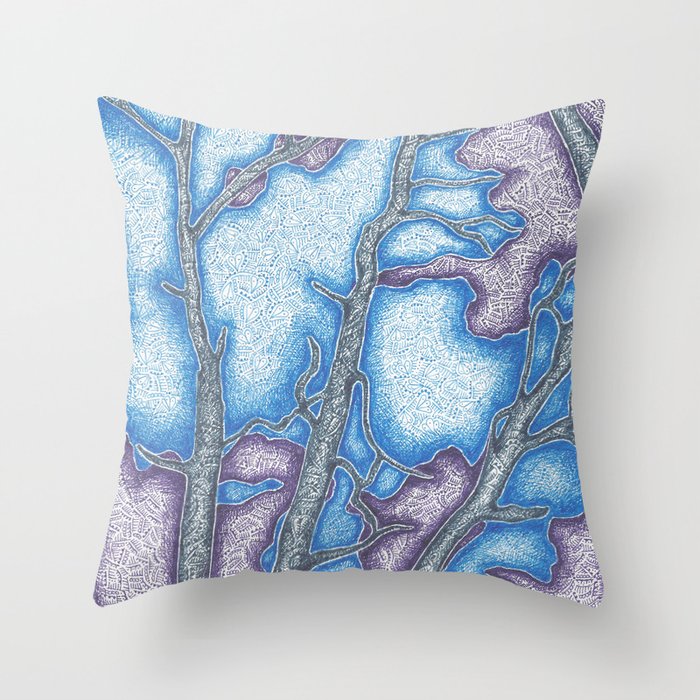 Pen & Ink: Trees at Dusk Throw Pillow