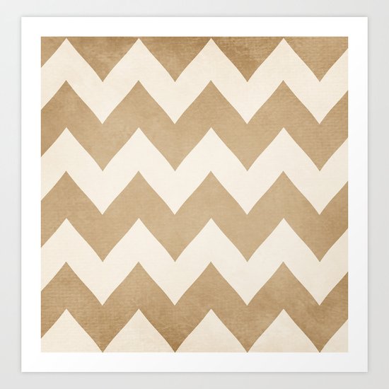 Biscotti & Vanilla - Beige Chevron Art Print
