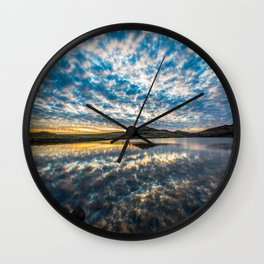 Cloudscape - Scenic Sky Reflection at Lake in Wichita Mountains of Oklahoma Wall Clock