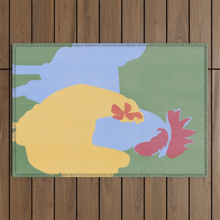 Rooster and hen Outdoor Rug
