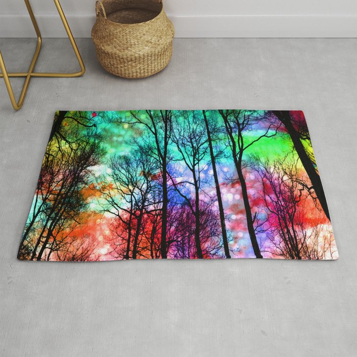colorful abstract forest Rug