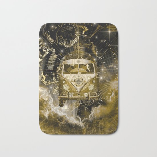 galaxy vintage voyager world map design 3 Bath Mat