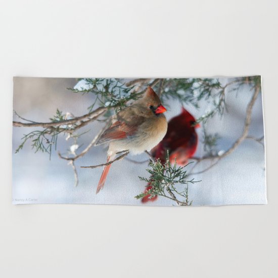 Shining on Her Own (Cardinal) Beach Towel