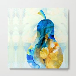 A Nice Pear - Abstract Art By Sharon Cummings Metal Print | Blueandyellow, Foodie, Kitchenart, Pear, Painting, Mixed Media, Diningroomart, Luxury, Health, Pears 