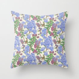 Wild Lilac with Bumble Bee Throw Pillow