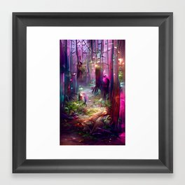 The Magical Highland Woods Wall Painting Design Framed Art Print