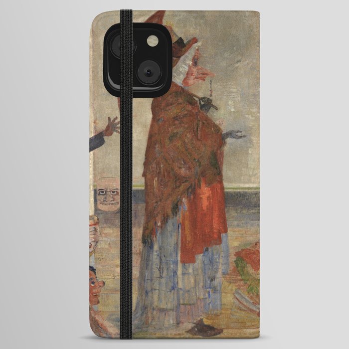 Astonishment of the Wouze Mask grotesque art portrait of death by James Ensor iPhone Wallet Case