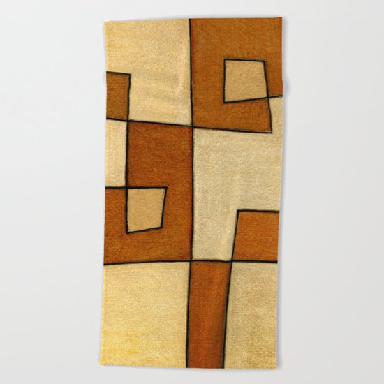 Protoglifo 01 'brown yell' Beach Towel