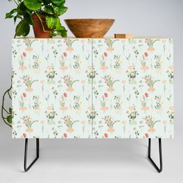 Watercolor Wildflowers Botanical Pattern Credenza