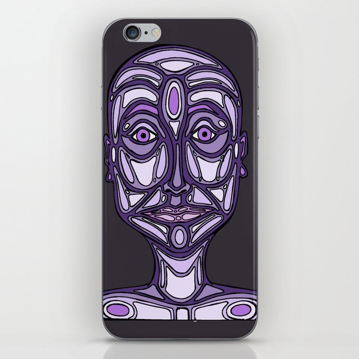 purple robot iPhone Skin