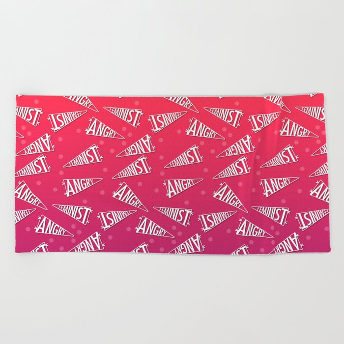 A Pennant for Angry Feminism Beach Towel