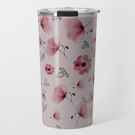 Pink Floral Pattern Travel Mug