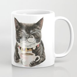 Purrfect Morning , cat with her coffee cup Mug