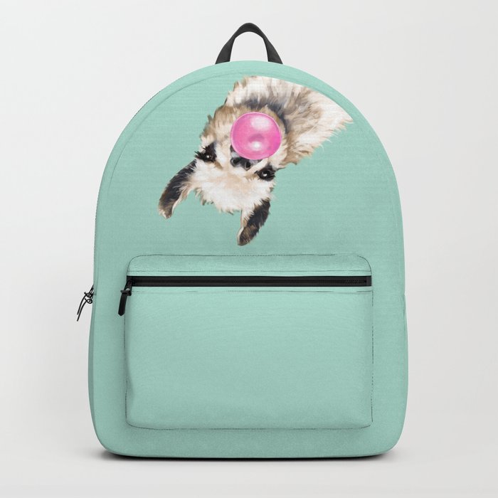 Bubble Gum Sneaky Llama in Green Backpack