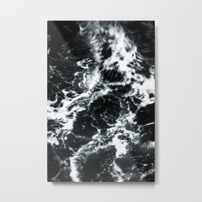 Waves - Black and White Abstract Metal Print