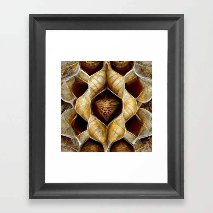 Maple Honey Heart Pattern Framed Art Print