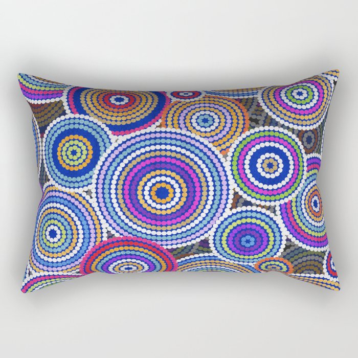 Colorfull Aboriginal Dot Art Pattern Rectangular Pillow
