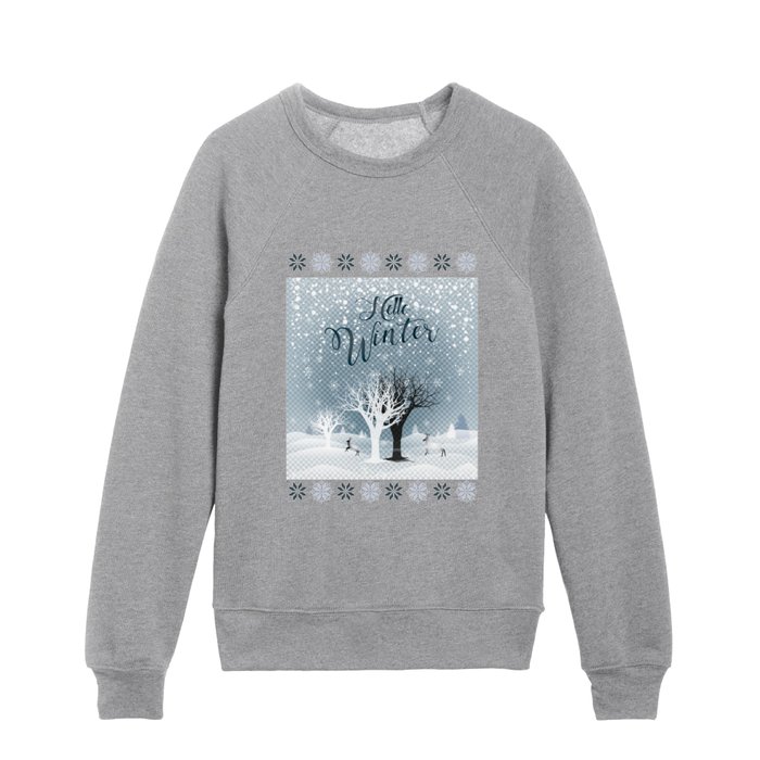 Winter Holiday Fairy Tale Fantasy Snowy Forest Collection Kids Crewneck