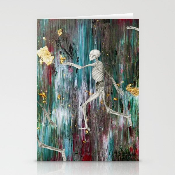 Everybody's free to wear sunscreen; skeletons of friends abstract surreal painting Stationery Cards