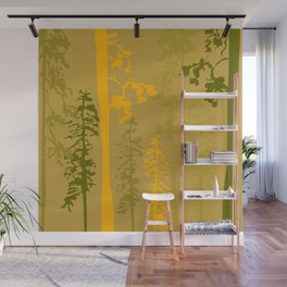 Woody - Green and Yellow Minimal Forest Art Design Wall Mural