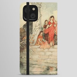Indian ladies on temple steps - Warwick Goble iPhone Wallet Case