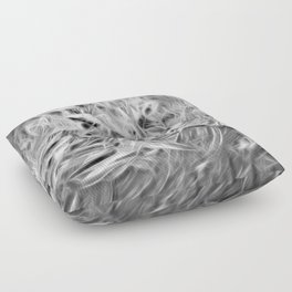 Psychedelic Abstraction In Black And White Floor Pillow