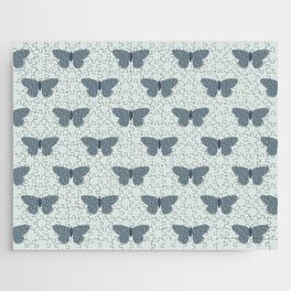 Butterflies Pattern in Neutral Blue Gray and Ice Blue Jigsaw Puzzle