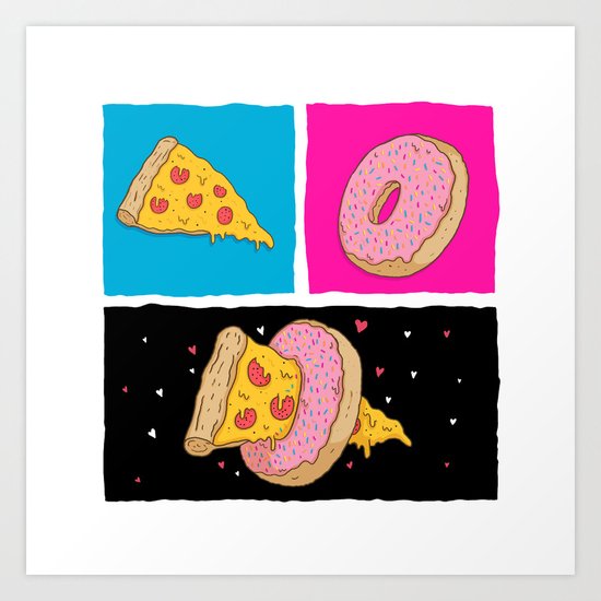 Pizza & Donut Art Print