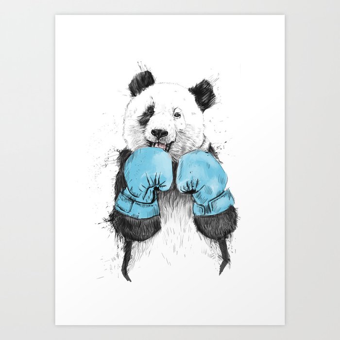 the winner Art Print | Drawing, Ink/pen, Digital, Panda, Sport, Humor, Boxing, Illustration, Animals, Illustration