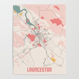 Launceston city map Poster