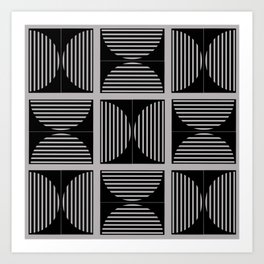 Modern Geometric Striped Semi-Circles Art Print