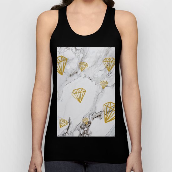 Gold diamonds on marble Unisex Tank Top