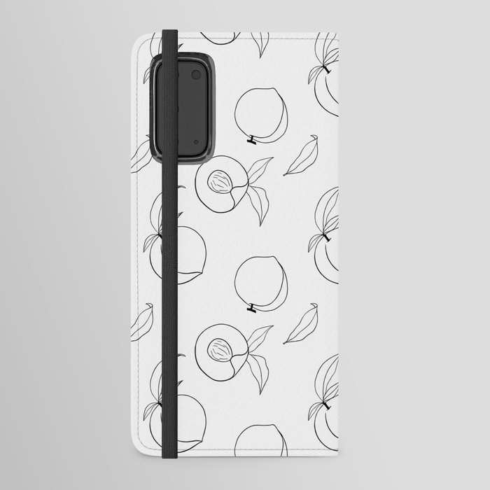 minimalist line art peach and leaf black and white style Android Wallet Case