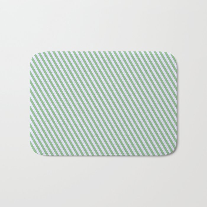 Lavender and Dark Sea Green Colored Lined Pattern Bath Mat