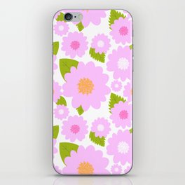 Fun Fresh Pink Summer Flowers Retro Modern iPhone Skin