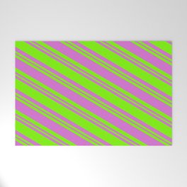 [ Thumbnail: Orchid & Green Colored Striped/Lined Pattern Welcome Mat ]