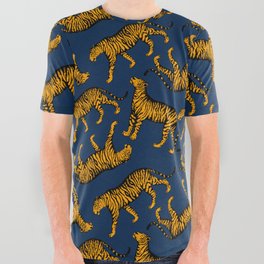 Tigers (Navy Blue and Marigold) All Over Graphic Tee