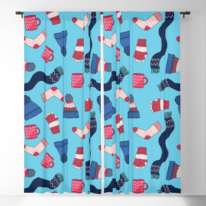 Winter Clothes Retro Repeating Pattern  Blackout Curtain