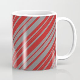 [ Thumbnail: Red and Gray Colored Lines/Stripes Pattern Coffee Mug ]