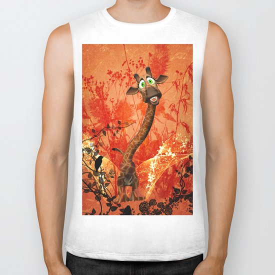 Funny catgiraffe Biker Tank