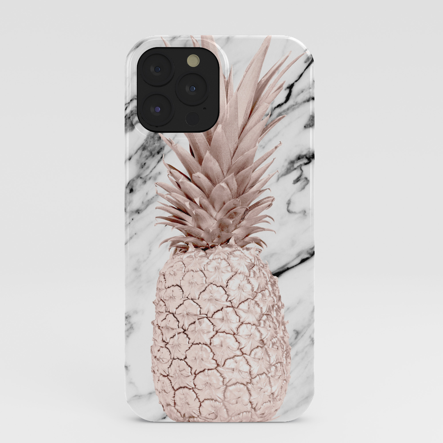 Society6 Rose Gold Pineapple On Black and White Marble by Simple Luxe by Nature Magick on Rectangular Pillow 