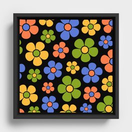 Colorful Retro Flower Pattern 748 Framed Canvas