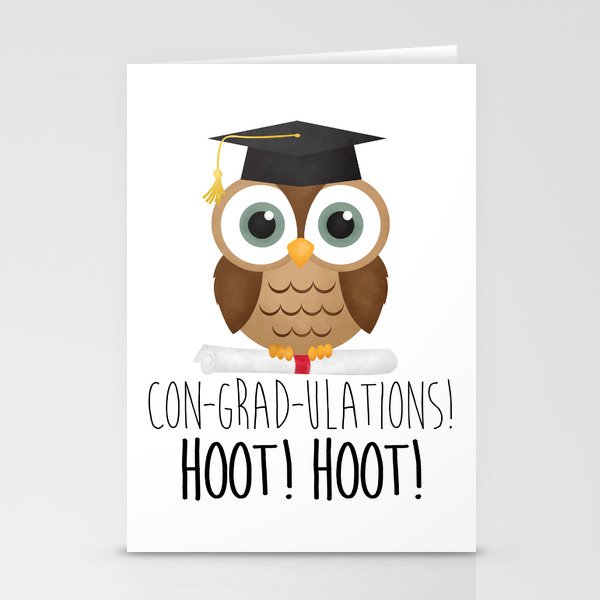 Con-grad-ulations! Hoot! Hoot! Stationery Cards