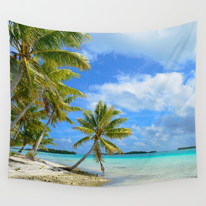 Tropical palm beach in the Pacific Wall Tapestry