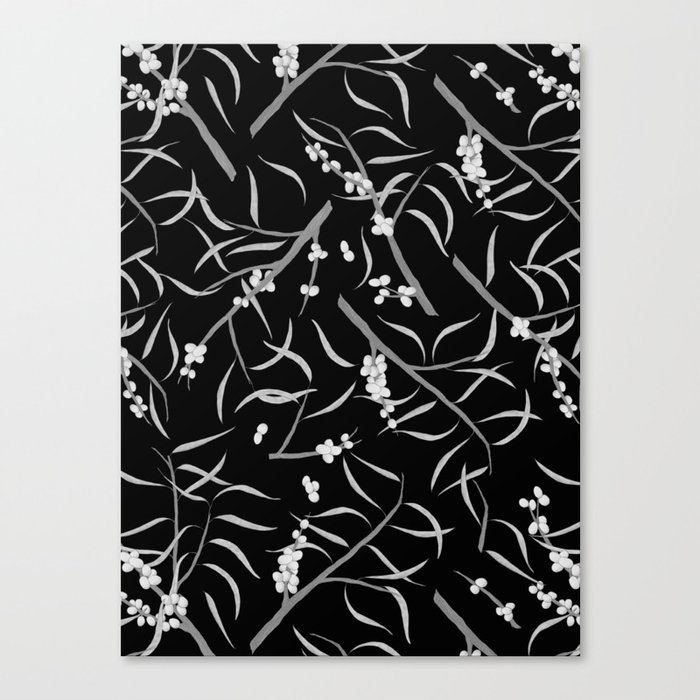 Black and white botanical pattern Canvas Print