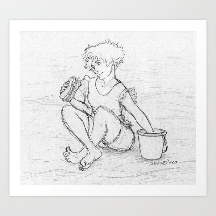 Drawing Ponyo In Bucket Teenage Ponyo Art Print By Ofahattersmind Society6 society6
