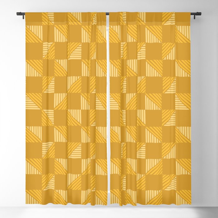 Abstract Shape Pattern 16 in Yellow Gold Shades Blackout Curtain